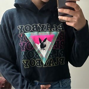 Playboy Crop Black Sweatshirt